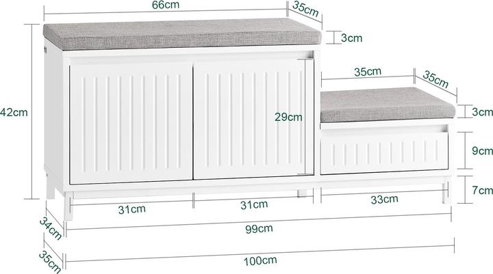 Produktbild SoBuy Schuhbank (100 x 35 x 24 cm)