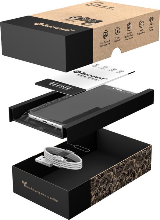 Image du produit Renewd iPhone 12 (64 Go, Noir, 6.10", 12 Mpx, Double SIM, A / Comme neuf)