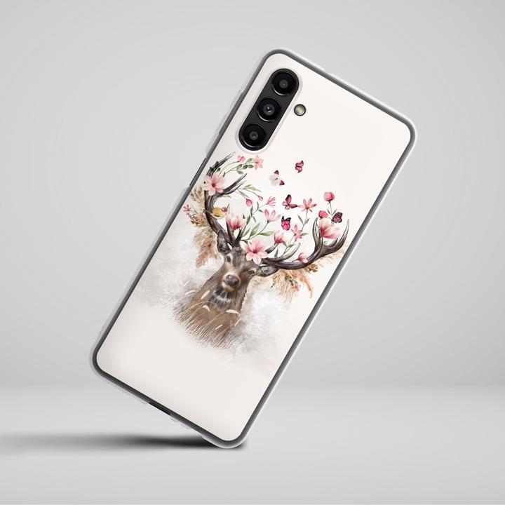 Produktbild DeinDesign Silikon Hülle für Samsung Galaxy A04s Handyhülle Case Smartphone Schutzhülle Blumen Hirsch Tiere (Samsung Galaxy A04S)