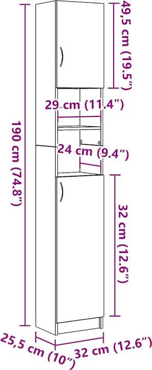 Actual product image VidaXL Salma (32 x 25.5 x 190 cm)