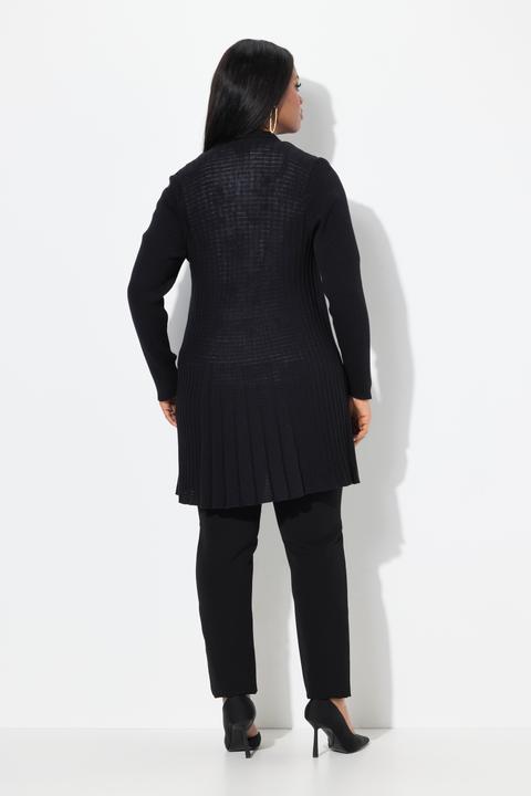 Produktbild Ulla Popken Plissee-Strickjacke, A-Linie, Schalkragen, Langarm (46)