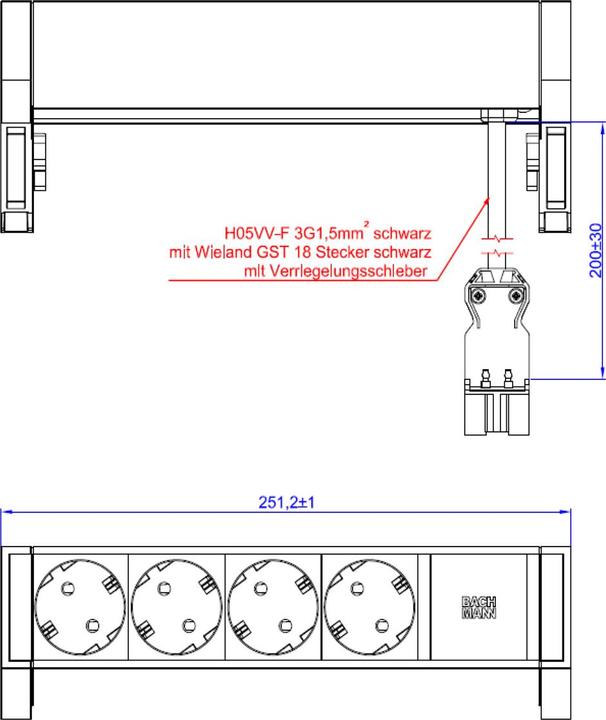 Actual product image Bachmann DESK 2 4x socket outlet white (902.224) (4x, CEE 7/3)