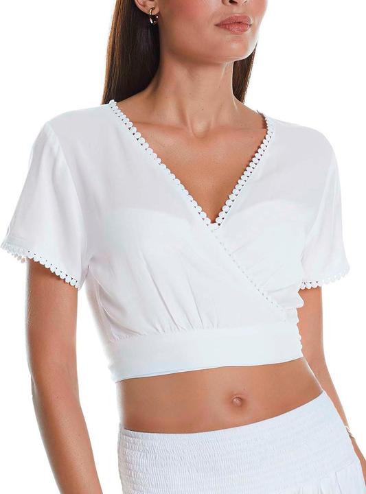 Produktbild Sellmark Kurze Bluse mit kurzen Ärmeln und V-Ausschnitt für Damen (L)