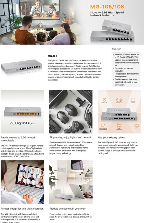 Produktbild Zyxel MG-108 (8 Ports)
