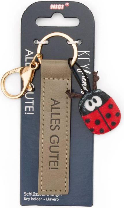 Image du produit Magni NICI Schlüsselanhänger Alles Gute! Kunstlederband mit Marienkäfer olive 10cm