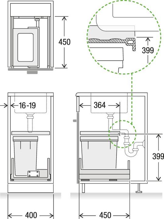 Produktbild Müllex Abfall-Auszugsystem X-LINE X40 M17 Basic Pro (20 l)