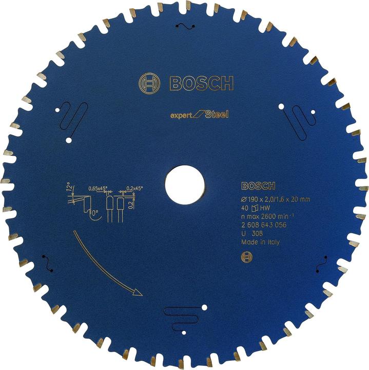 Produktbild Bosch Professional Zubehör Kreissägeblatt Expert for Steel, 190 x 20 x 2,0 mm, 40