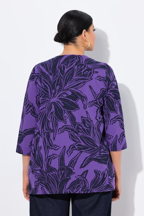 Produktbild Ulla Popken Shirt, Blätter, A-Linie, Tunika-Ausschnitt, 3/4-Arm (58)