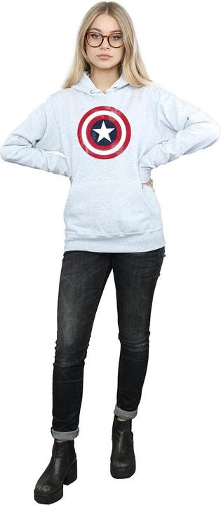 Actual product image Womens/Ladies Captain America Distressed Shield Hoodie (L)
