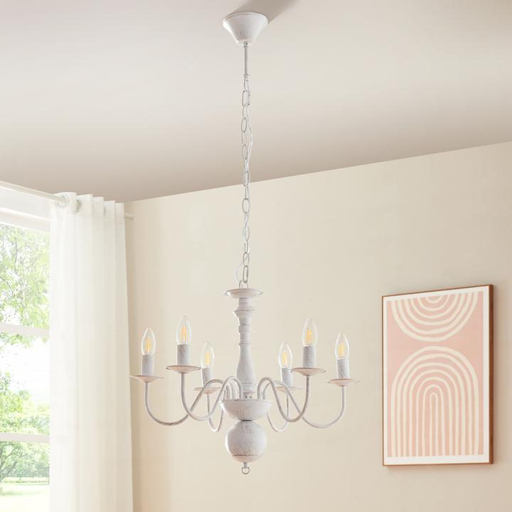 Lux.Pro Kronleuchter Berkeley Metall Vintage-Weiss (56 cm)