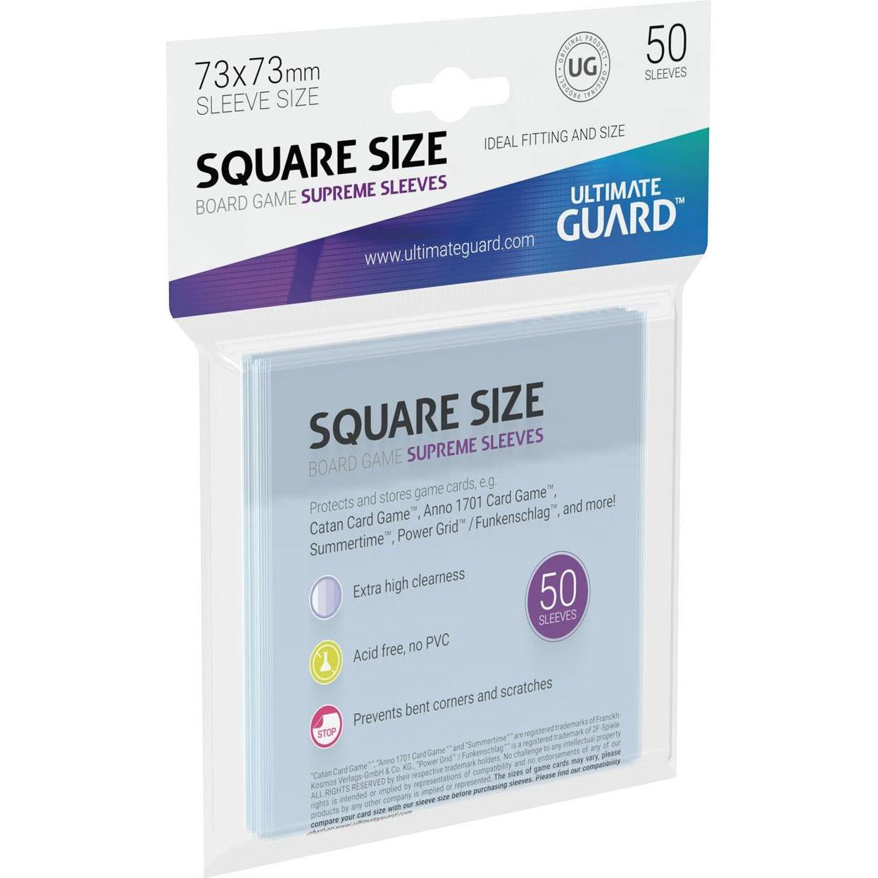 Thumbnail - Ultimate Guard UGD010113 - Supreme 50 Kartenhüllen für Brettspiel-Karten, quadratisch 73x73 mm