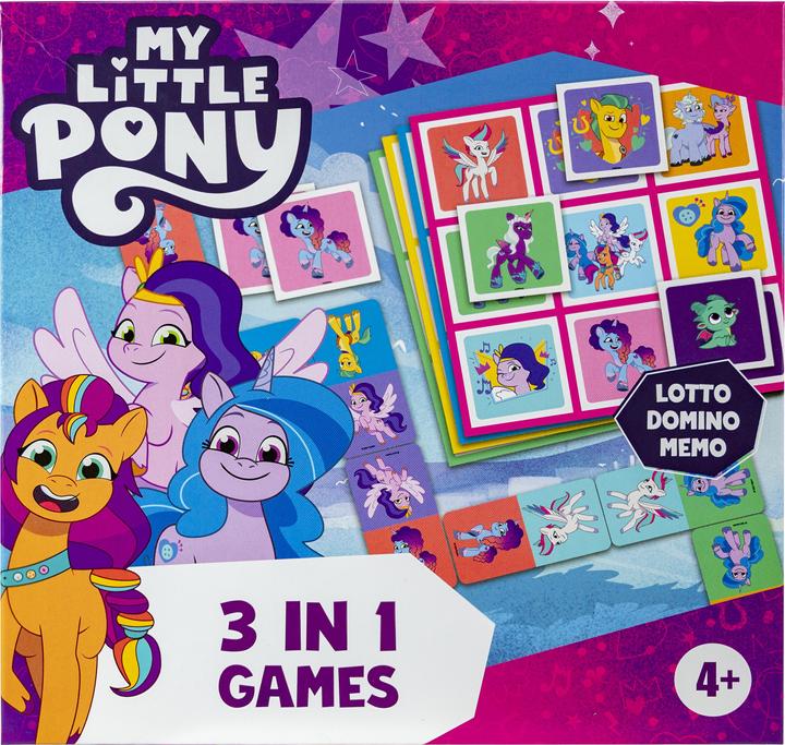 Productafbeelding Selecta Spielzeug My Little Pony 3in1 Memo Lotto Domino (Zweeds, Engels, Frans, Noors, Duits, Deens, Pools, Fins)