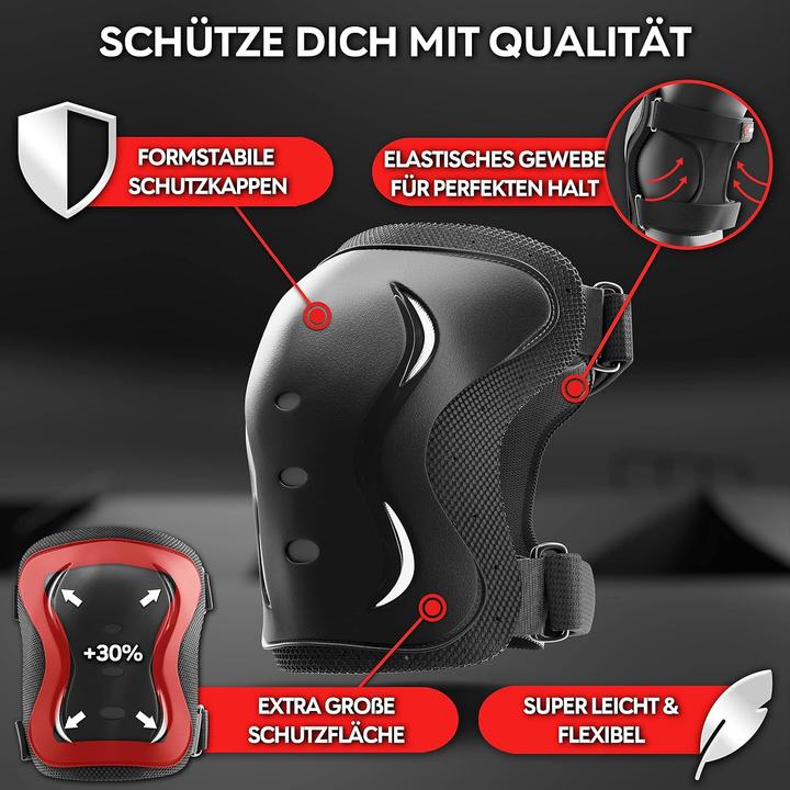 Immagine prodotto Skatewiz Set di protezioni per pattini (XS, Protezioni per i polsi, Ginocchiera, Protettori gomito, 6 pezzi)