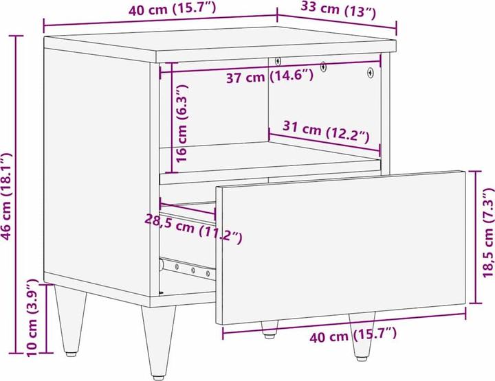 Actual product image vidaXL Nachttisch (40 x 33 x 46 cm)