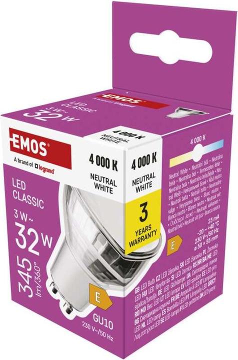 Produktbild Emos LED Lampe Classic MR16 Silber/ GU10 / 3 W (32 W) / 345 lm / Neutral Weiss (GU10, 3 W, 345 lm, 1 x, E)