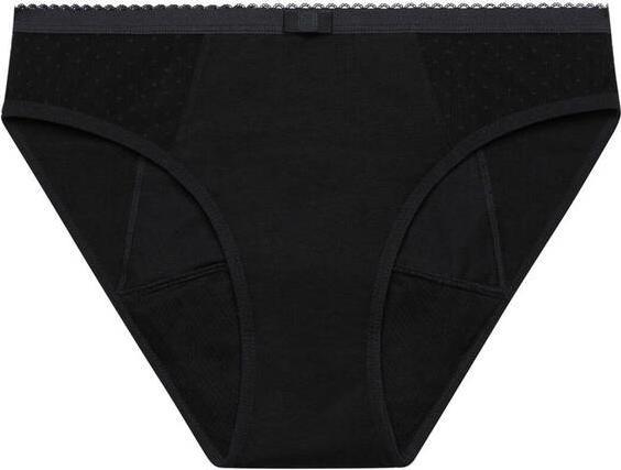 Actual product image DIM Slip Lace Strong Black with Mesh Detail (S)