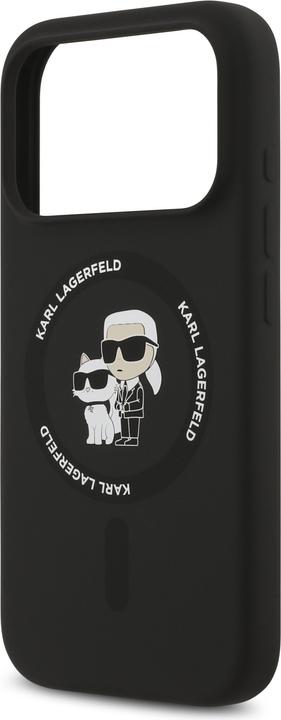 Produktbild Karl Lagerfeld - Silicone Ring MagSafe (KLHMP17MSCMKCRHK) - iPhone 17 Air - Black Karl&Choupette (Apple iPhone 17 Pro)