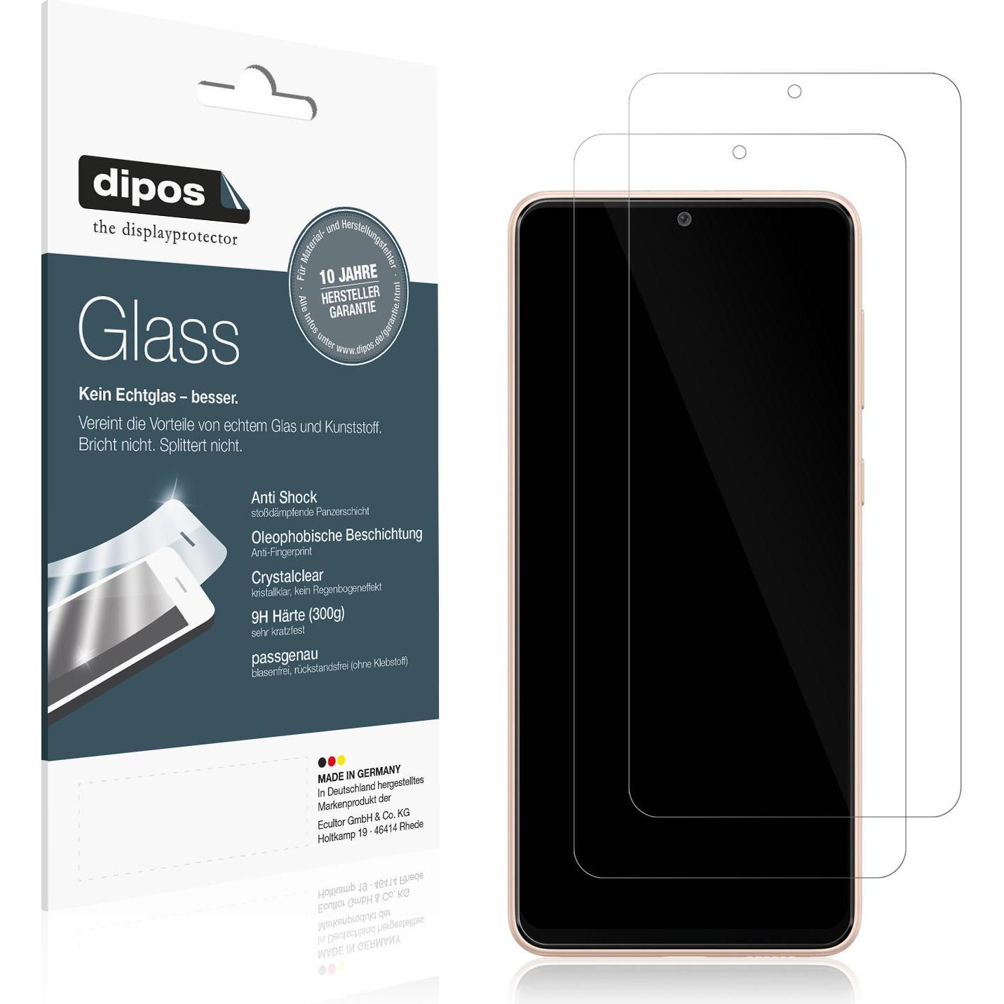 Dipos Displayschutz Anti-Shock (2 Stück, Samsung Galaxy A33), Smartphone Schutzfolie, Transparent