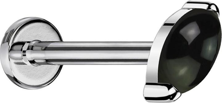 Produktbild Star Piercing Micro Threadless Labret silber Ovaler schwarzer Onyx Stein (ohne Messing, Mineralisch, Titan)