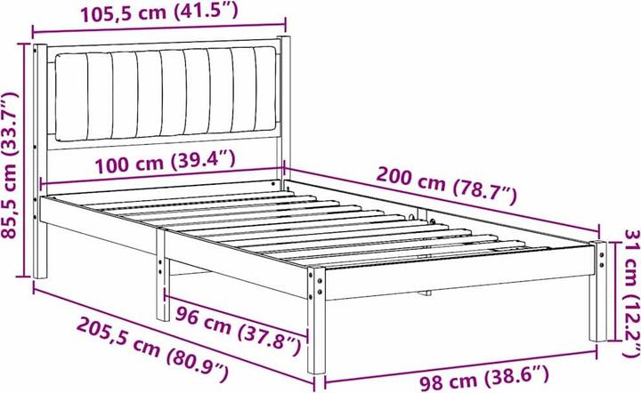Image du produit vidaXL Holz-Bettgestell (100 x 200 cm)