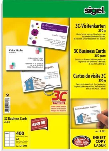 Image du produit Sigel Cartes de visite 3C (A4, 400 feuilles)