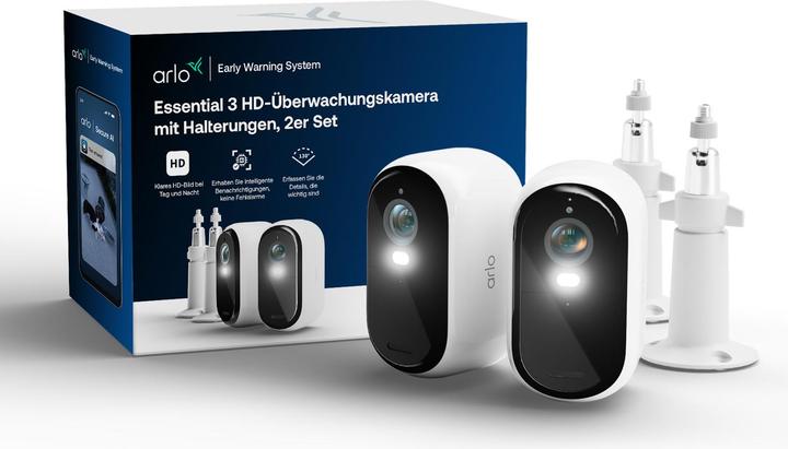 Produktbild Arlo E3 HD 2-CAMS + 2X Mounts (1920 x 1080 Pixels)