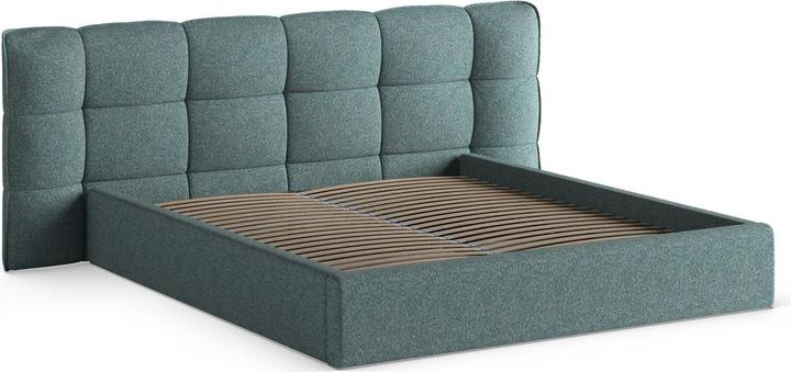 Actual product image Micadoni Storage Bed With Headboard, "Eric", Blue Melange, 225x230x104 Made in Europe (140 x 200 cm)