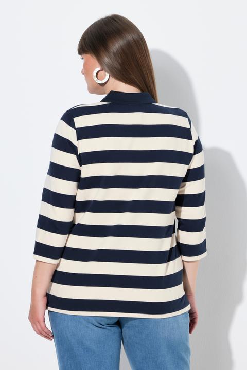 Produktbild Ulla Popken Polo-Sweatshirt, Streifen, 3/4-Arm (54)