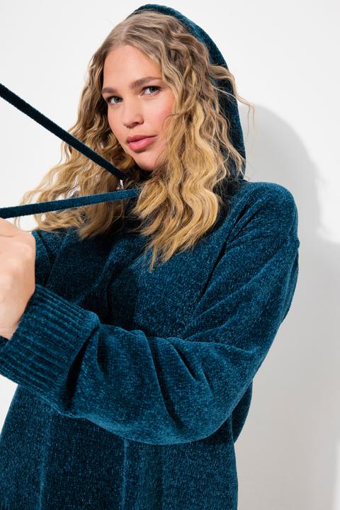 Image du produit Ulla Popken Sweat-shirt en maille chenille, capuche avec cordon de serrage, manches longues (50, 52)