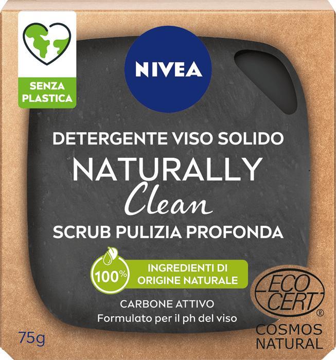 NIVEA Naturally Clean Solid Face Cleansing Soap Black Scrub 75g (Gesichtsseife)