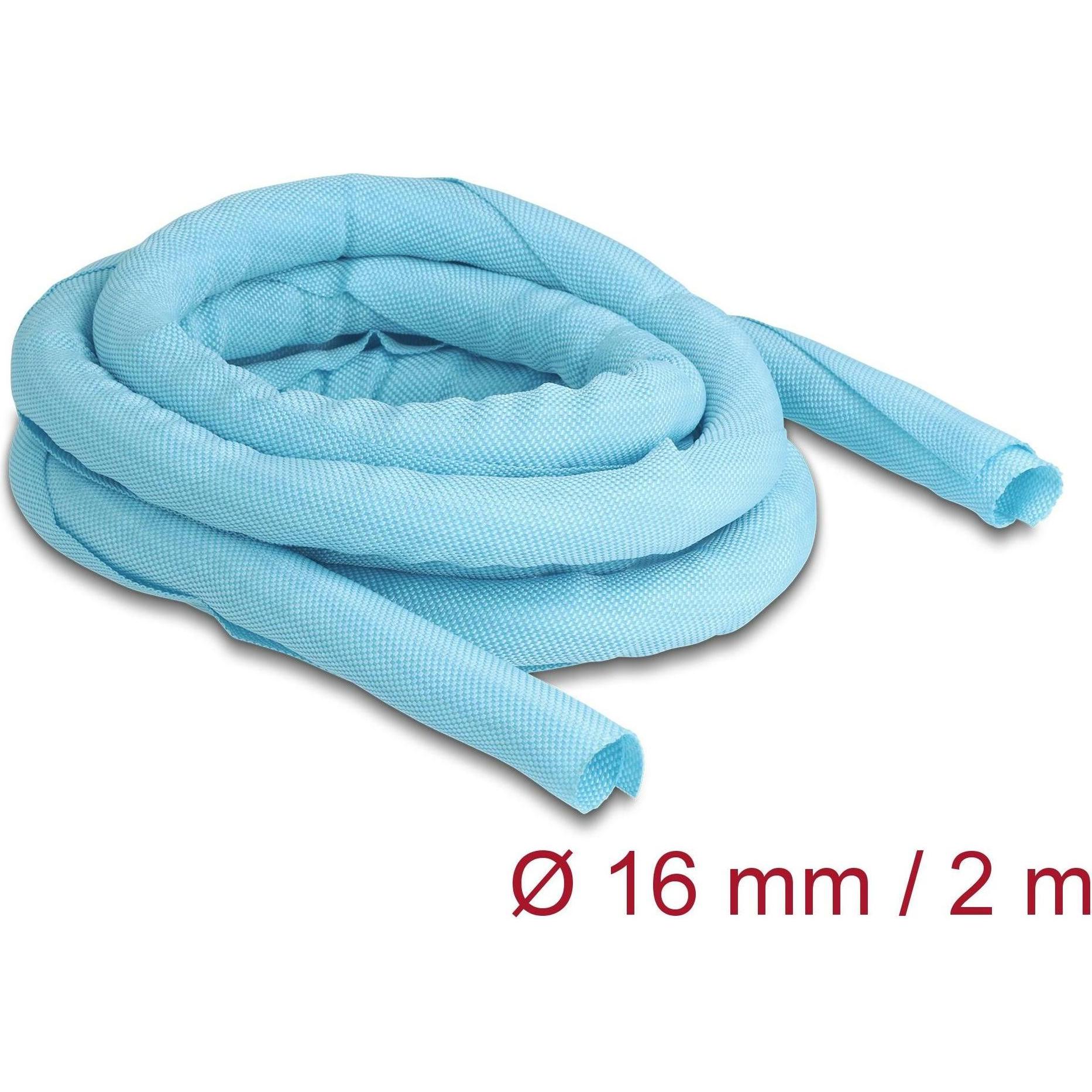 Delock, Kabelschutz + Kabelführung, Kabelschlauch selbstschliessend 2 m x 16 mm Blau (Kabelschlauch, 2000 mm)