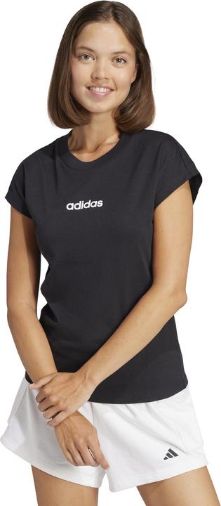 Actual product image adidas Women's Essentials LINEAR Cotton T-Shirt, Black/White, XL (XL)