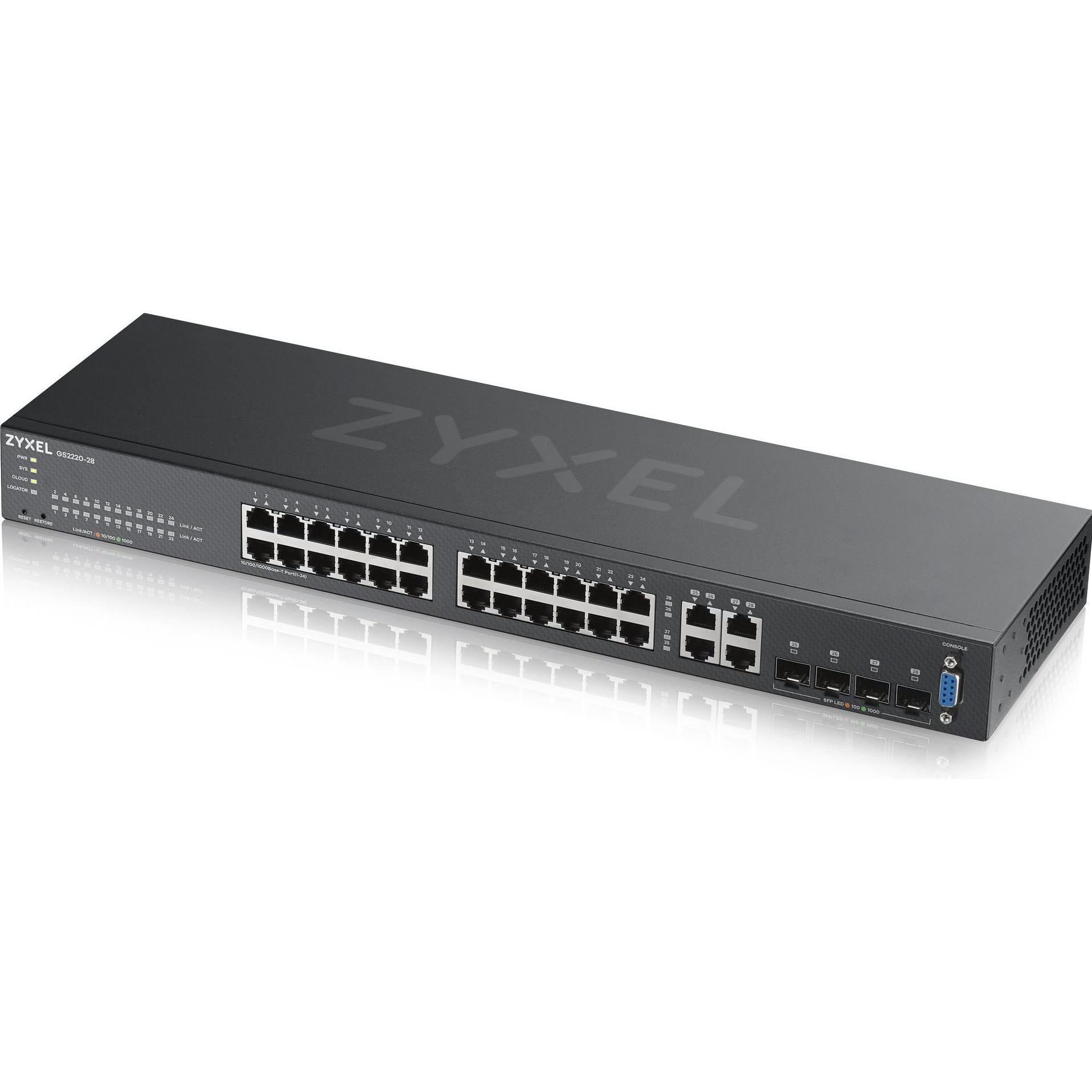 Zyxel GS2220-28 (28 Ports), Netzwerk Switch, Schwarz