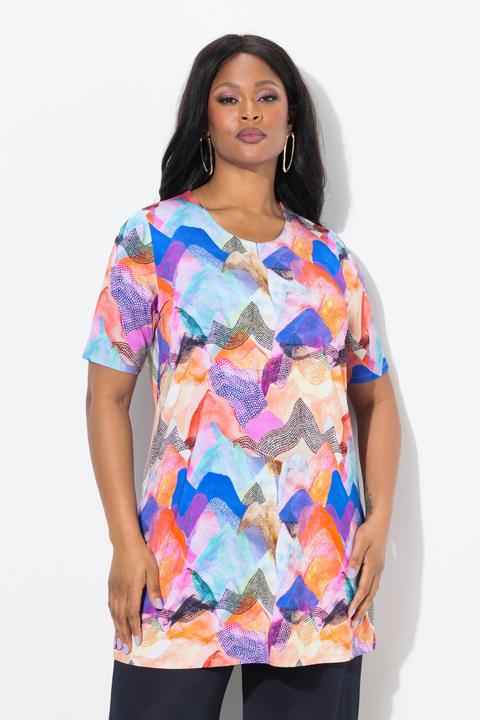 Actual product image Ulla Popken Abstract Print Short Sleeve Slinky Tunic (46, 48)