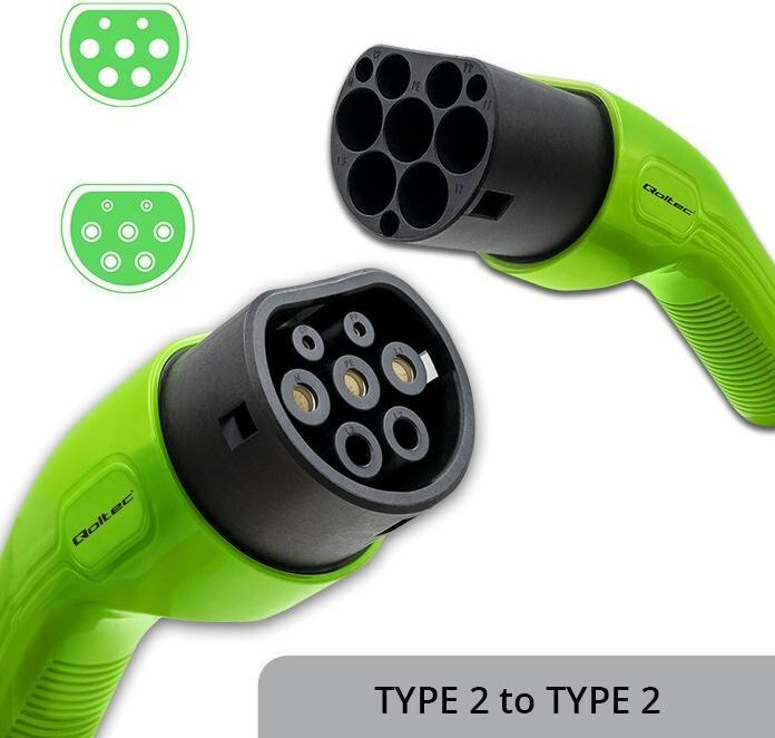 Actual product image Qoltec EV type 2 cable (Type 2, 7 kW, 32 A, 5 m)