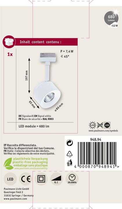 Produktbild Paulmann URail Spot Pane (680 lm)
