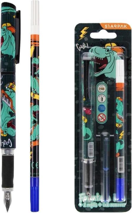 Image du produit Starpak Stylo plume avec 2 cartouches + gomme Skate Dino (1x)
