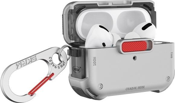 Actual product image Skinarma case Mecha AirPods Pro 2 chrome