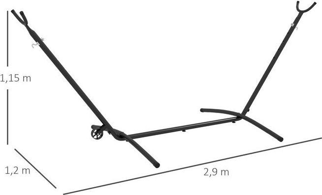 Immagine prodotto Swisshandel24 Hängemattengestell mit Rollen, verstellbare Haken, bis 220 kg belastbar, stabiler Stahl (220 kg)