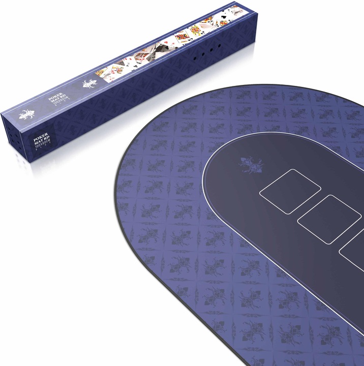 Actual product image CSL Poker mat, large desk pad 1000x600mm, oval poker table pad for card games, blue