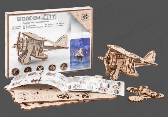 Produktbild WoodenCity Doppeldecker Flugzeug