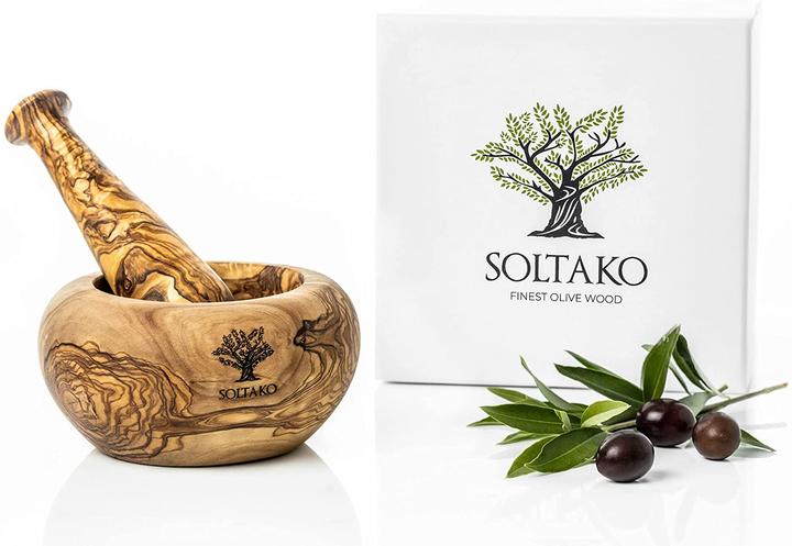 Actual product image Soltako Olive wood mortar