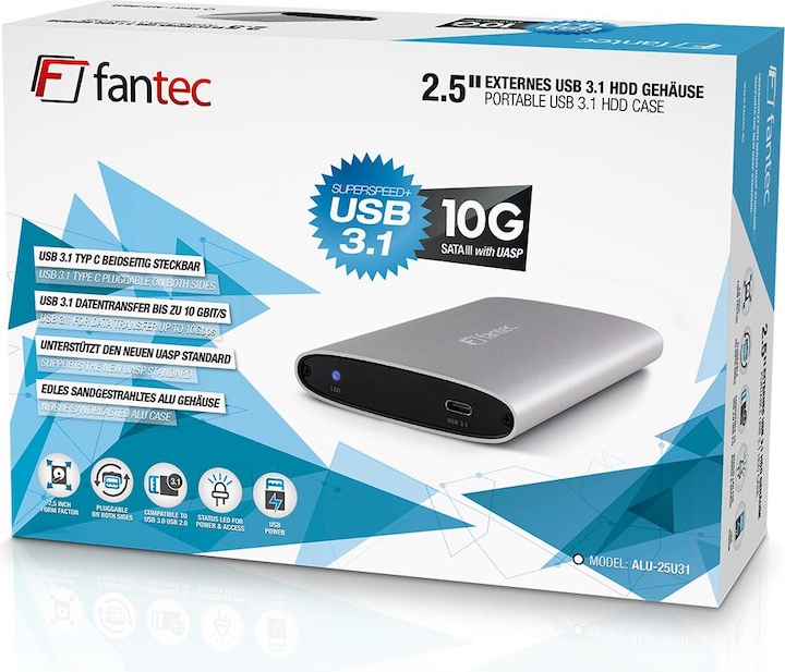 Actual product image Fantec ALU-25U31 SILVER ALU (2.5")