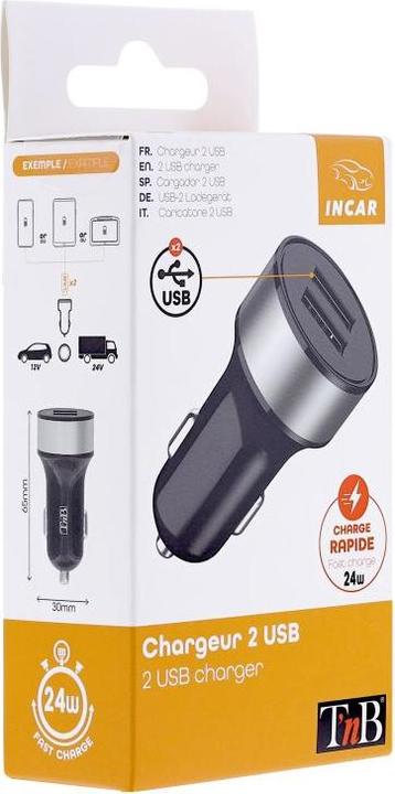 Immagine prodotto T'nB Adattatore di ricarica da 12/24 volt a 2xUSB