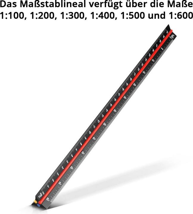 Produktbild Stahlwerk Lineal Set mit Multiwinkel-Messlineal, Dreikant-Lineal, Winkeldreieck (30 cm)