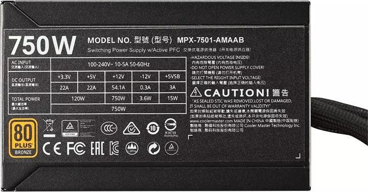 Produktbild Cooler Master Netzteil,MasterWatt 750W (750 W)