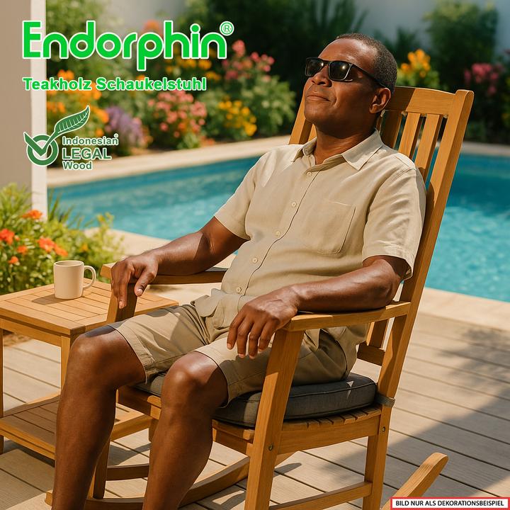 Actual product image Endorphin Teakholz Schaukelstuhl – stilvolle Entspannung für drinnen & draussen