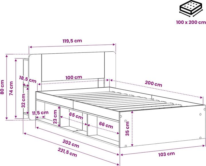 Produktbild vidaXL Bettrahmen (100 x 200 cm)