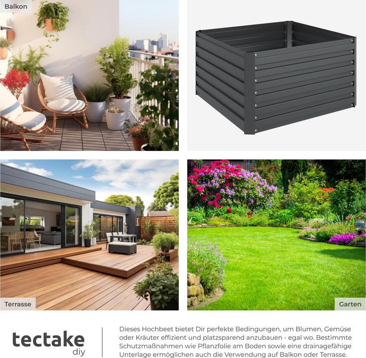 Produktbild tectake Hochbeet Blomma, 540l, verzinkt, 100x100x56cm