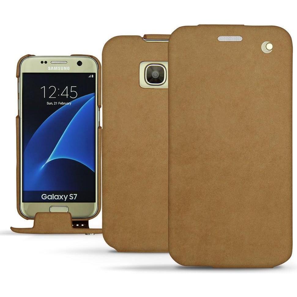Noreve Lederschutzhülle vertikal (Samsung Galaxy S7), Smartphone Hülle, Braun